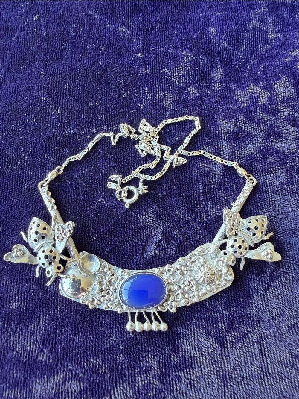 900 real silver handmade bee chocker necklace
